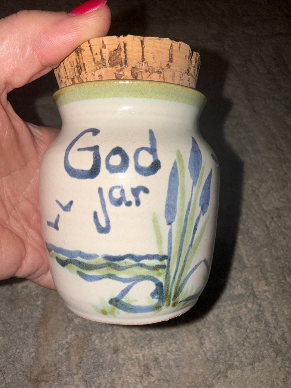 Nancyware on the Outerbanks NC Hand- Thrown Pottery 'God Jar' with Cork Lid